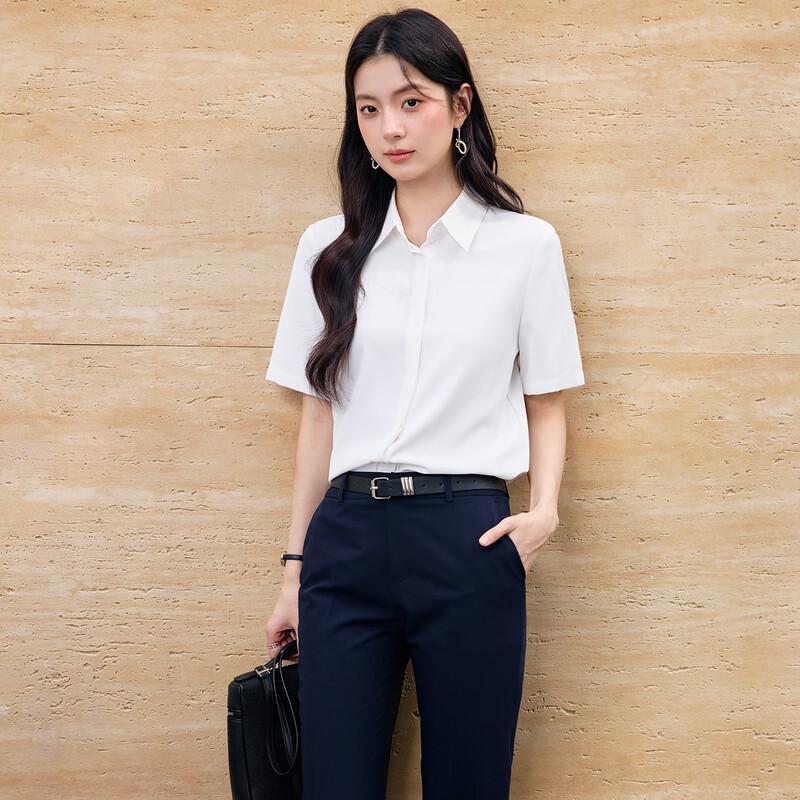 HANMANKE Women s Professional Chiffon Short-Sleeve Blouse XL