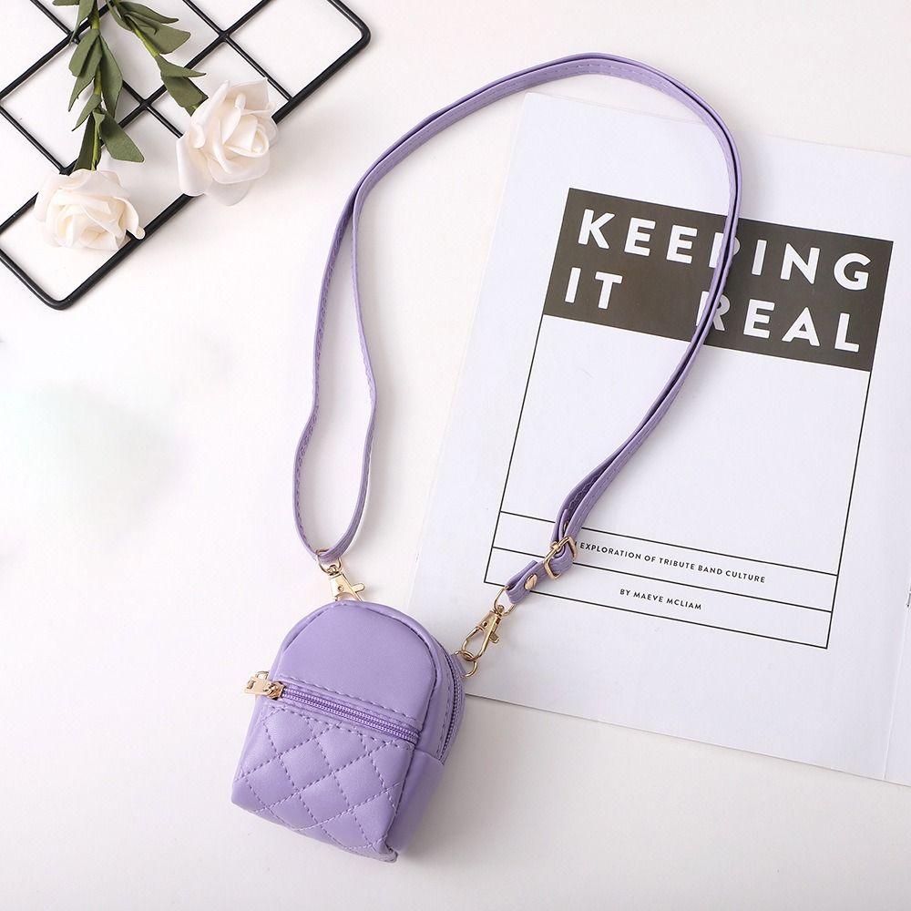 Portable Coin Purse New PU Leather Solid Color Crossbody Bag Lightweight Mini Makeup Bag Women
