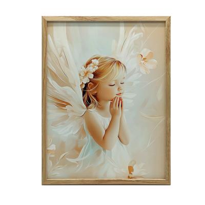 Poster Charming Angel In Prayer Poster Charming Angel In Prayer, 40X50 Cm, Gold Aluminum Frame, 230 Gsm Matte Paper