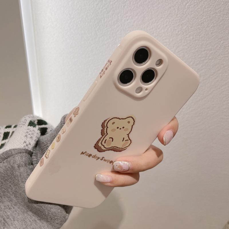 Side Cartoon Bear for IPhone16 for Apple 17 Phone Case 15Pro Max All-Inclusive 14/X for 8p/13 Matte
