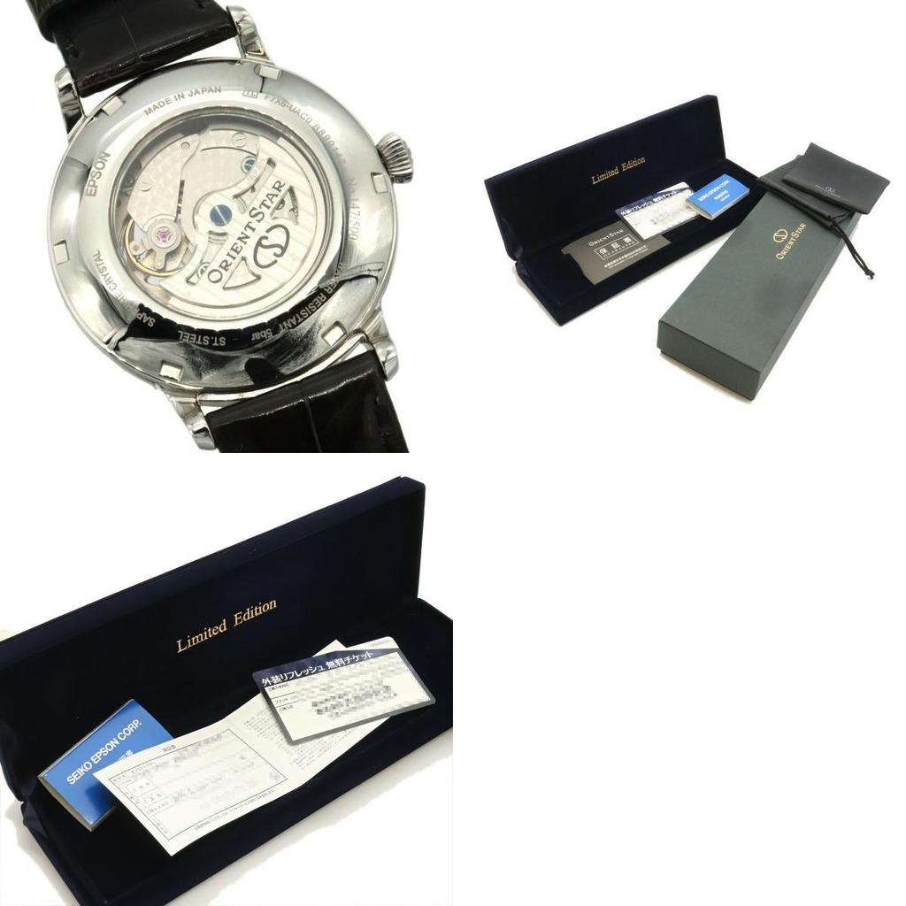 Used Orient Star Power Reserve Mechanical Moon Phase F7X6-UAC0 Watch Automatic Leather Silver Men's
