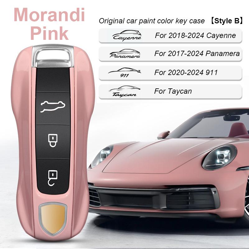 AABKR1 For Porsche Cayenne Mancan Panamera 911 718 Boxster Cayman Taycan 2010-2024 Car Key Paint Case Bordeaux Red Shell Replacement