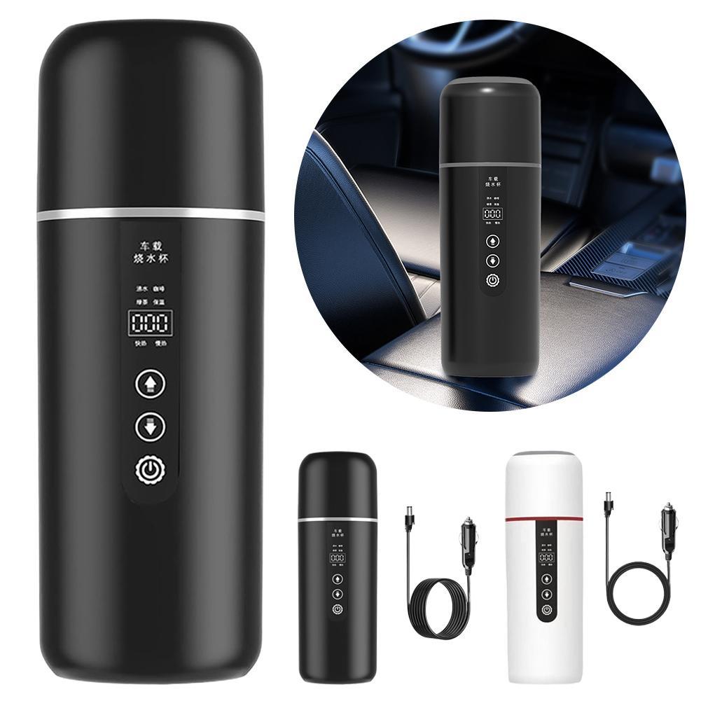 Car Heating Cup 12V/24V Electric Kettle Stainless Steel Smart Temperature Control Travel Coffee Mug Warmer Car Accessories