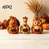 Seasonal Autumn Shelf Display 3PCS Rustic Harvest Wooden Ornaments Animal Designs Retro Small Pumpkin Figurines Distressed Farmhouse Crafts