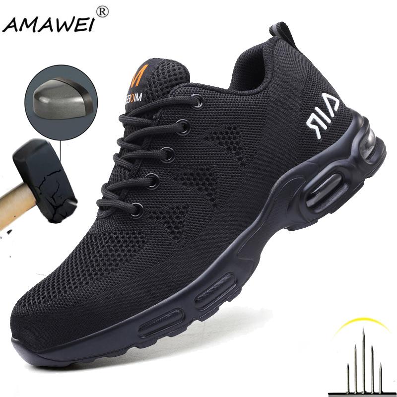 Men Work Safety Boots Anti-Smash Anti-Puncture Waterproof Boots Indestructible Protective Work Steel Toe Boot Mesh Breathable