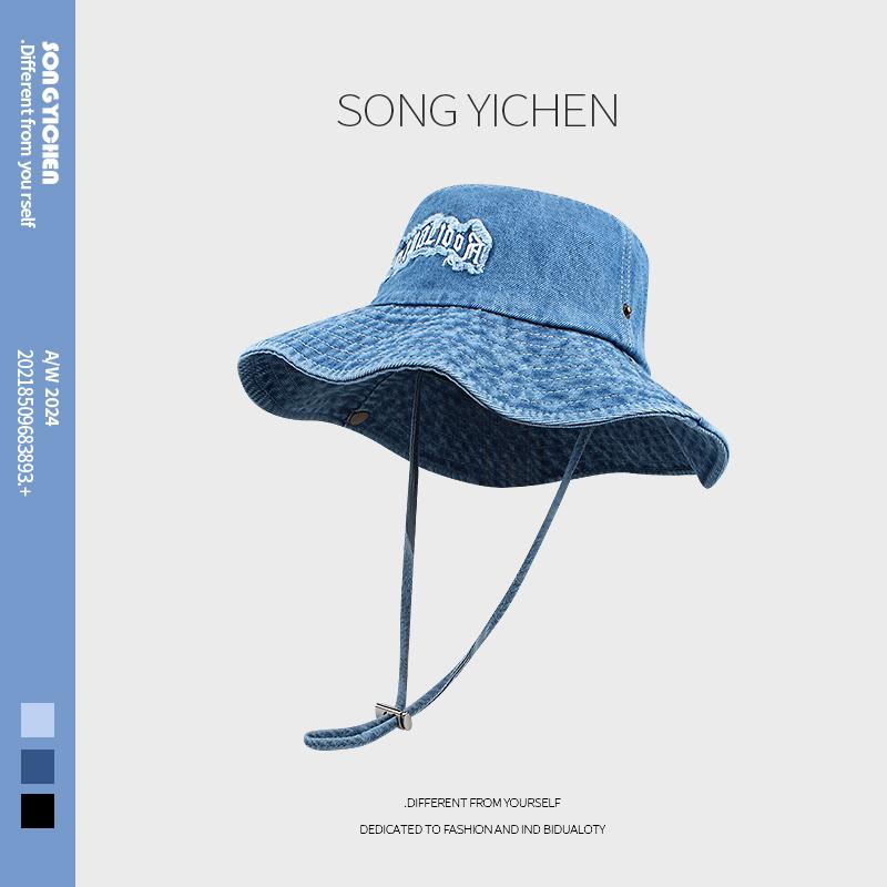 Washed Drawstring Western Cowboy Hat Children Summer Climbing Hat Sun Hat Men Sunscreen Old Retro Bucket Hat