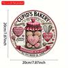 1pc 2d Flat Cupid's Bakery Vintage Valentine's Day Wooden Wreath Sign - 20cm Romantic Retro Wall Decor for Home, Office