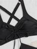Solid Pendant Design Sexy Two Piece Bikini With Drawstring Skort Comfortable For Beach Vacation