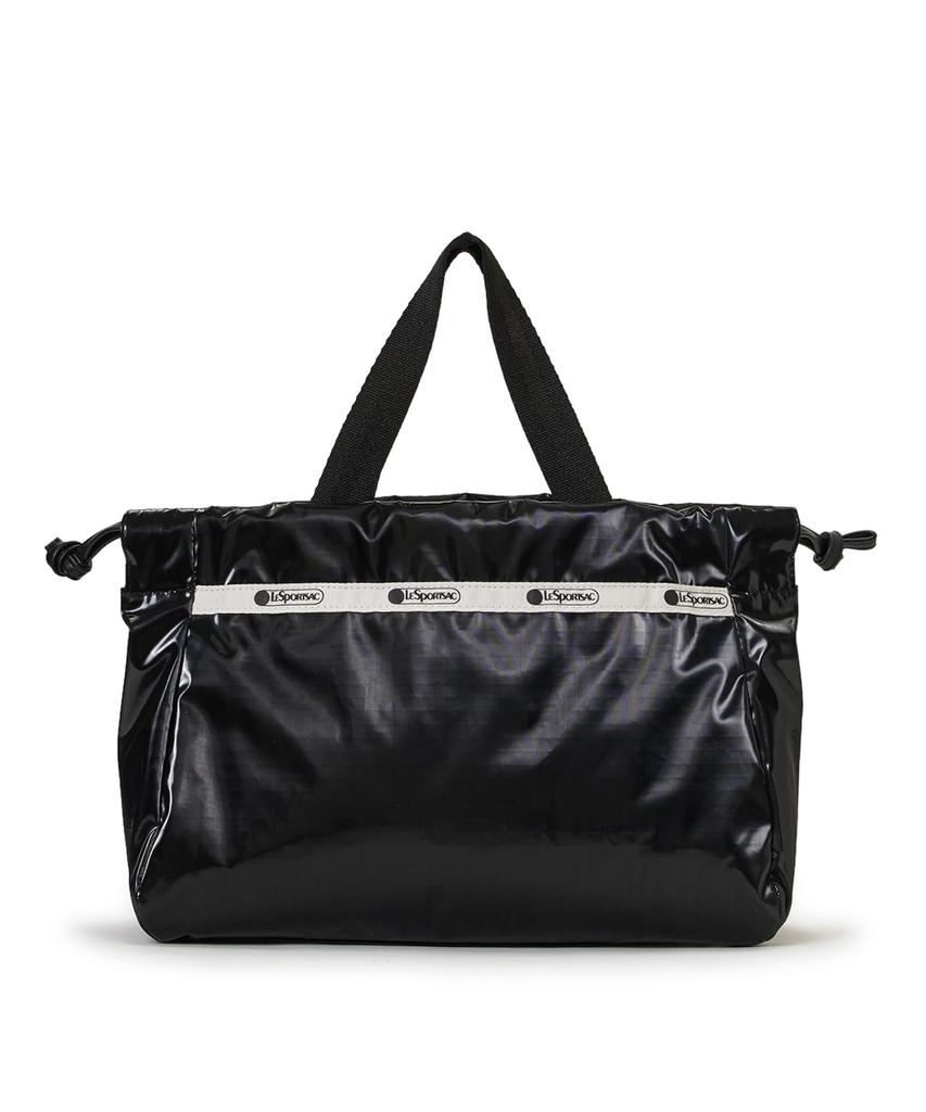 LeSportsac Shoulder Bag CITY DRAWSTRING BAG Uptown Black 2 [Official] E/W /1084 Women's Shine/Black