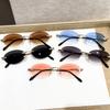 Rimless Sunglasses Rectangle Fashion Popular Women Shades Small Square Eyeglasses for Female Male Summer Traveling Oculos
