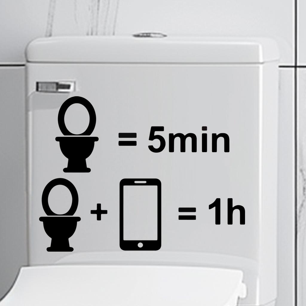 Toilet Sticker Black Label Warning WC Sticker Removable Toilet Stickers Bathroom Toilet Decoration Self-adhesive Wall Stickers Home Decor
