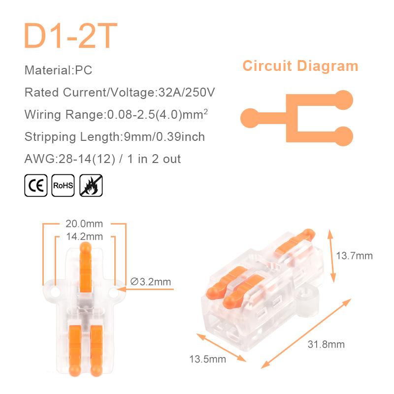 5/10PCS Mini Fast Compact Splicing Conductor Connector 1 In Multiple Out Splitter Splicing Terminal Block M3 Screw Fixing Hole