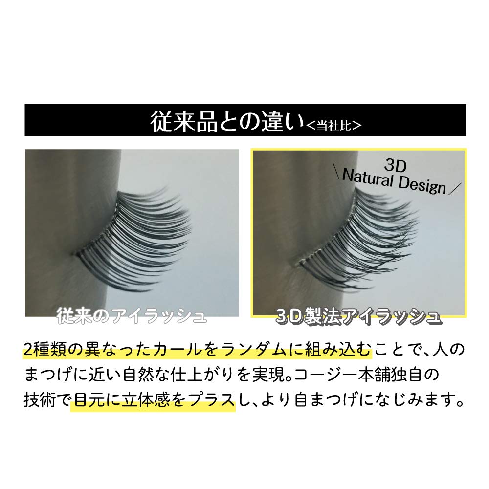 Koji Honpo 3D EYES Eyelashes 06 Light Accent Double Black 3 Pairs (for Eyelids) (x 1)