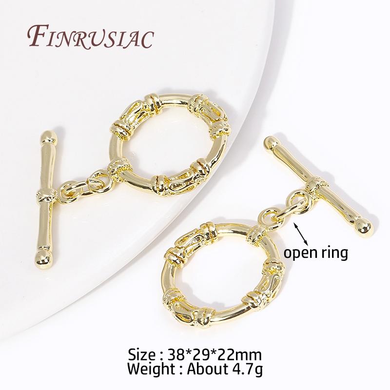 5 Types 18K Gold Plated Brass Round O Toggle Clasps, Dainty Necklace/Bracelet Connect Clasps For DIY Jewelry Making Supplies