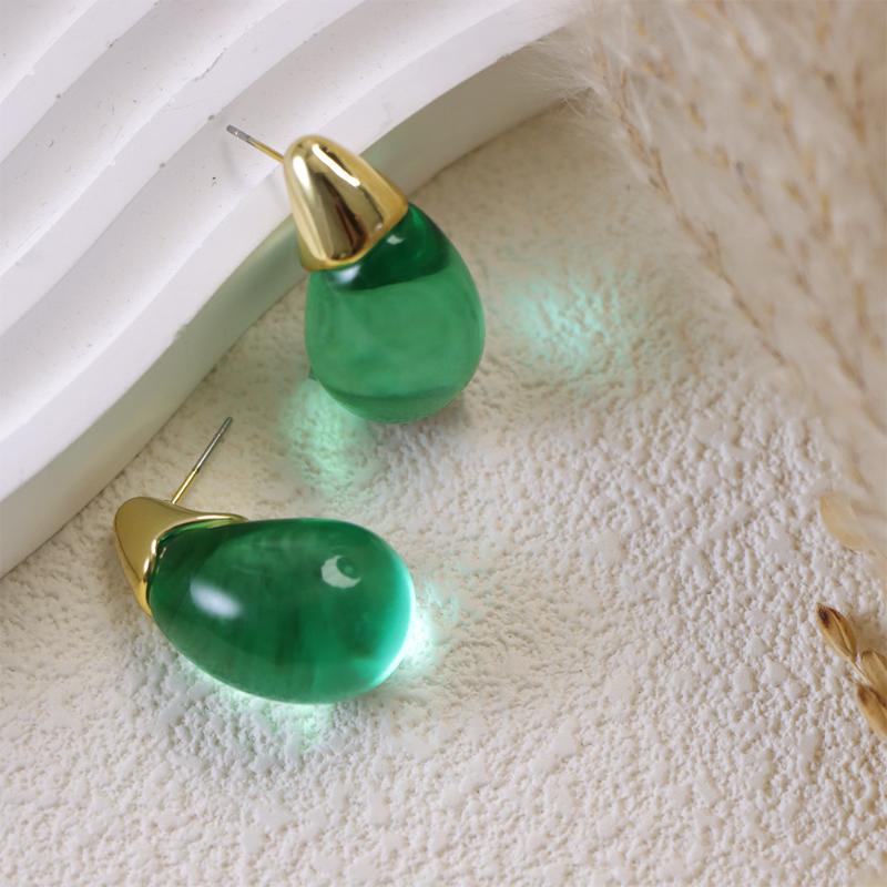 

1Pair Minimally Colored Transparent Water Droplet Resin Earrings Design Sense Women Earring Jewelry Accessories Gifts