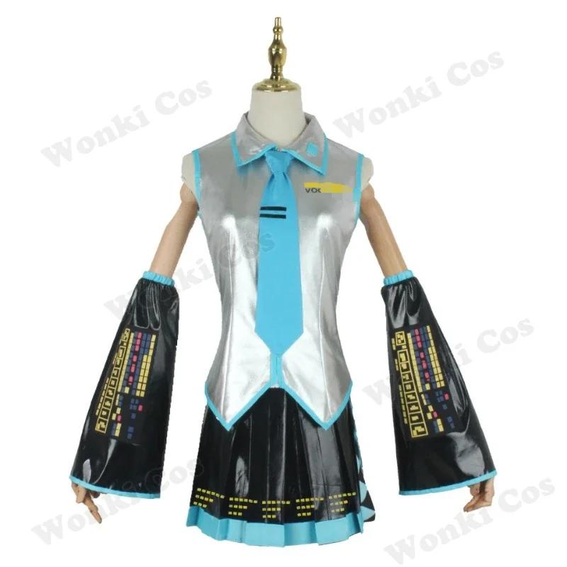 V Miku Cosplay Costume Green Ponytail Wig Virtual Singer Cosplay Shoes Boots Official Uniform For Girl Party Comic Con Outfits