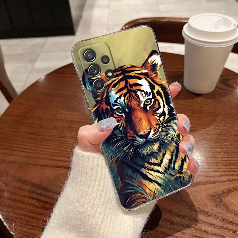 Tiger Animal Clear Soft Phone Case For Samsung Galaxy A56 A57 A37 A55 A54 A36 A35 A26 A25 A16 A17 A07 A52 A34 A73 A53 A21s Cover