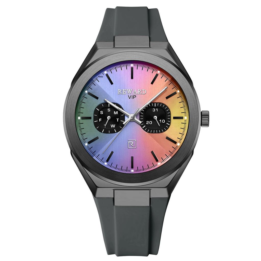 REWARD RD932106M Alloy Case Quartz Movement Silicone  Men's Watch Display 30M Water Resistant Business Model
