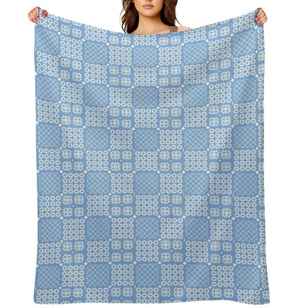 Welsh Tapestry Pattern, Carthen Cymraeg, Cymreig (light Blue) Throw Blanket Bed Christmas Decoration Heavy Blankets