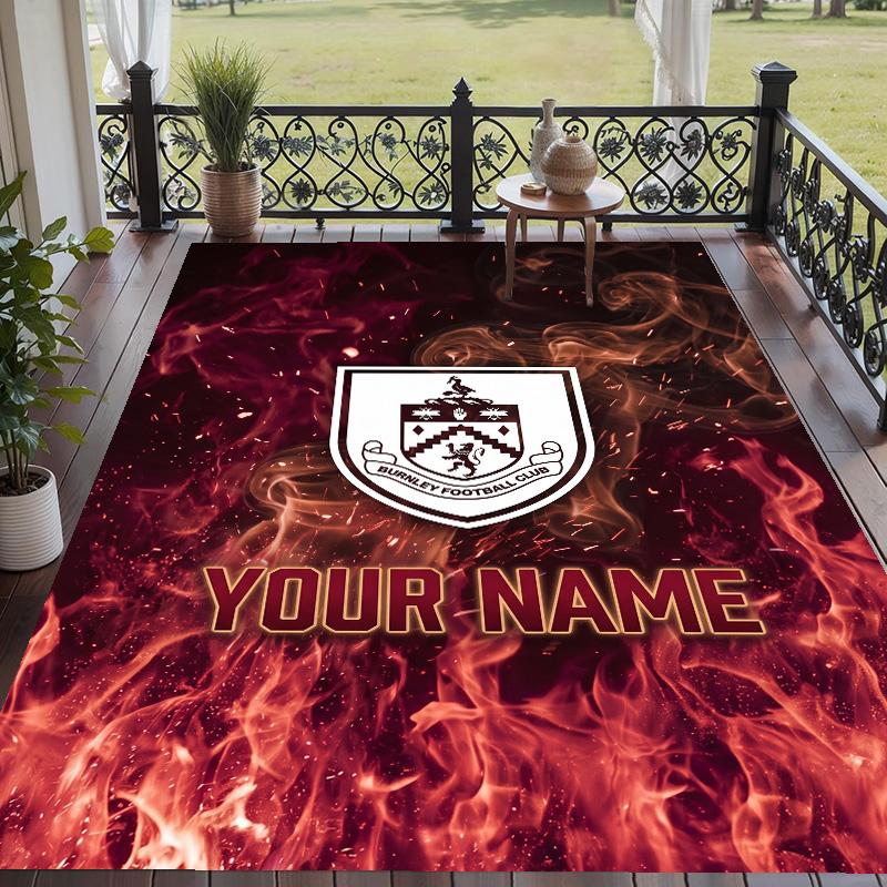 Custom Text Printed Rug Burnley Football Non Slip Floor Carpet For Home Room Decor