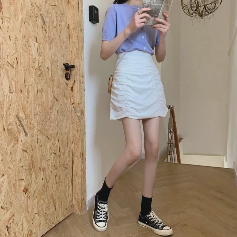 2025 Letní dámská plisovaná mini sukně - Trendy jednobarevná hot girl styl