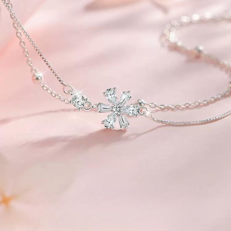 Cherry Blossom Double Bracelet Women's Light Luxury Niche Exquisite Fresh Sweet and Advanced New Gift for Girlfriend