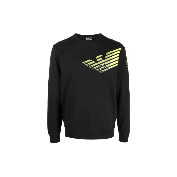 Emporio Armani Logo Print Pullover Lange Mouwen Sweatshirt Heren sweatshirt Zwart 6KPM45-PJ05Z-1200 M