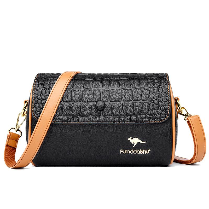 

Модная и универсальная сумка на одно плечо с узором под крокодила. Женская сумка через плечо. чёрный