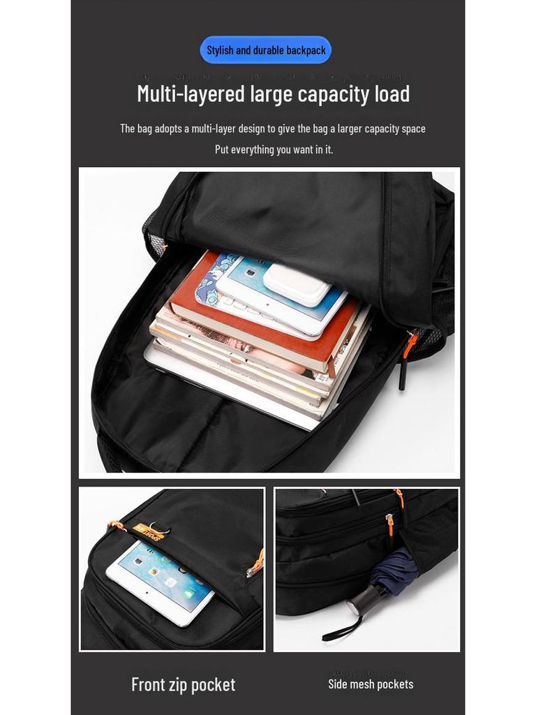 Sac à dos professionnel grande capacité pour ordinateur portable, idéal pour les voyages et l'école.