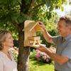 Squirrel House For Outside Wooden Large Capacity House With Roof Easy Refill Large Squirrel Feeder With Corn Cob Holder For Yard