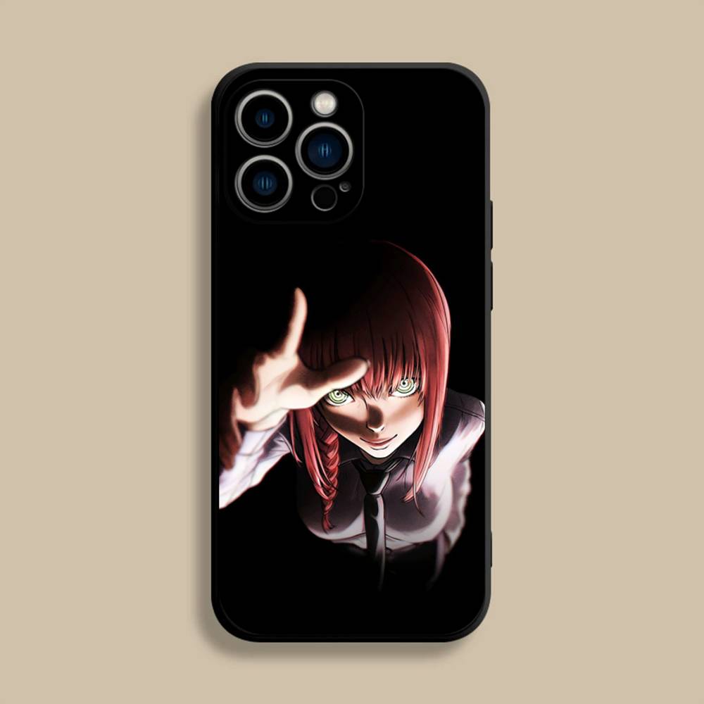 C-Chainsaw M-Makima Phone Case For iPhone 17,16,15,14,13,12,Pro,Max,Plus,E,SE4,Air,Mini Black Soft Cover