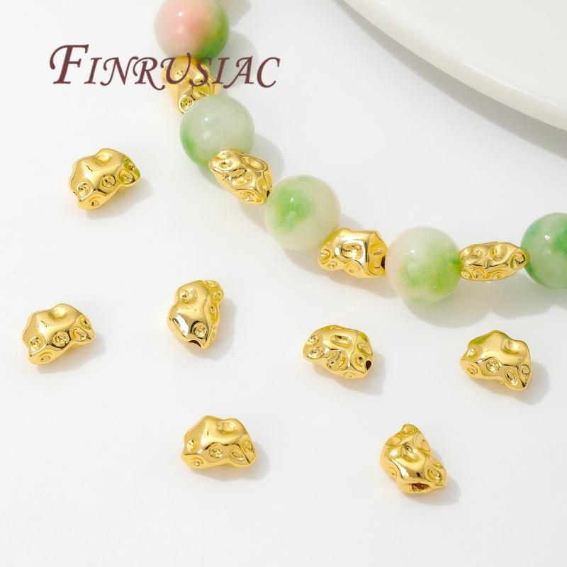 18K Real Gold Plated 6mm*8mm Irregular Beads Spacer Beads Separators For Bracelets Accessories DIY Jewelry Making Supplies