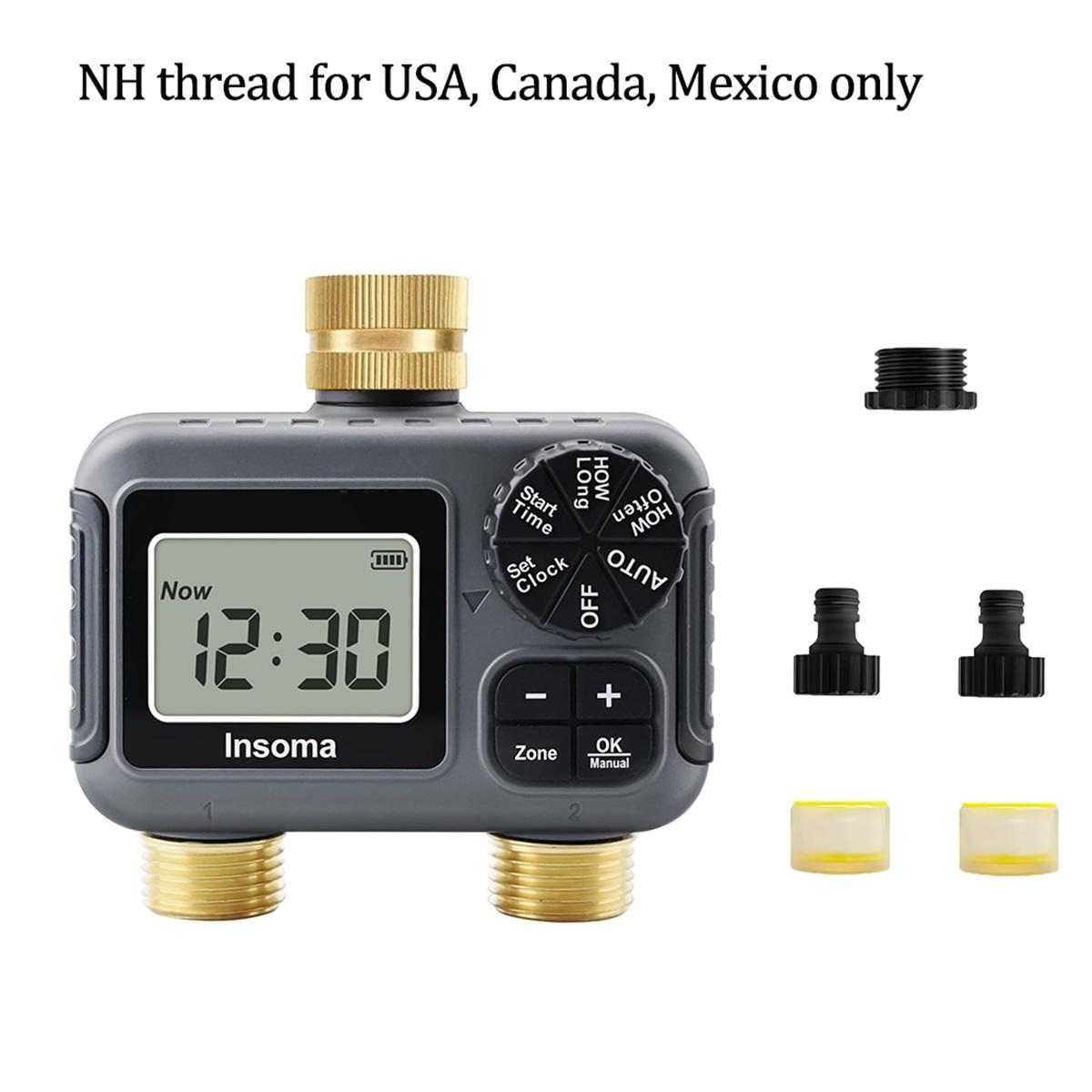 Système d'arrosage intelligent à double sortie, minuteur d'eau automatique, robinet d'arrosage, programmateur de tuyau pour jardin extérieur NH Thread