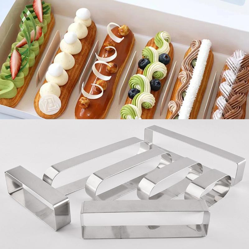 4 Sizes Stainless Steel Mousse Ring Rectangle Oval Cake Ring Cookie Cutters Mousse Baking Mold Tiramisu Puff Bake Tools