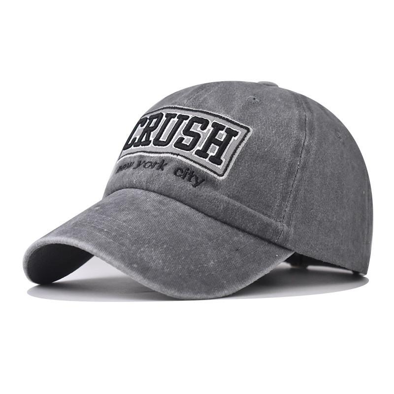 

Classic Wash Vintage Letter Baseball Cap With Adjustable Fit For Summer Outdoor Wear серый