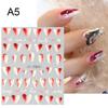 5D Nail Stickers Flowers Heart Shape Decor Acrylic Embossed Slippers Gold Frame Nail Decals Cherry Blossom Manicure