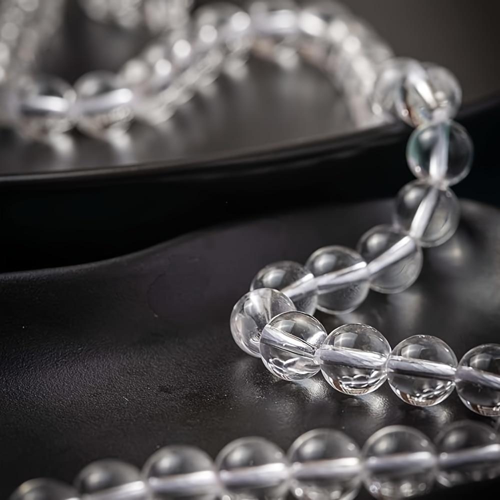 30/50/100pcs 8mm White Transparent Natural Stone Beads, Quartz Round Stone Beads, Loose Gemstones, DIY Bracelets, Necklaces, Earrings, Jewelry Making