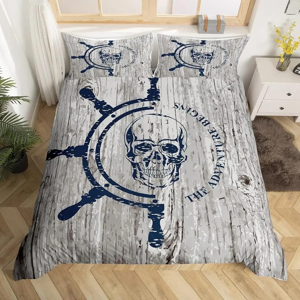 Boho Gothic Skull Bedding Set Skeleton Bones Duvet Cover Single Twin King Size Quilt Home Textile