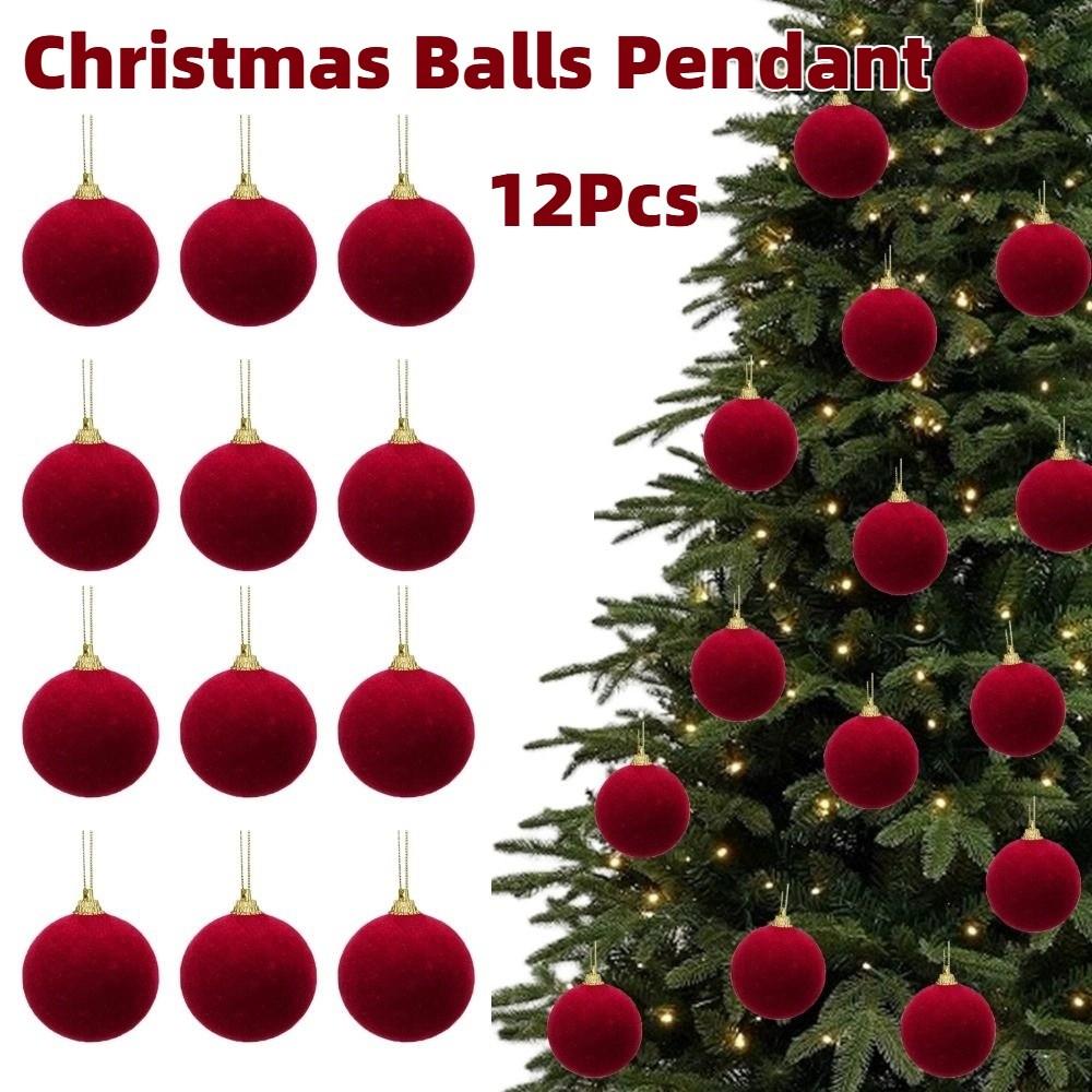 12Pcs Creative Christmas Decoration Pendant 3/5/6/8cm Shiny Xmas Tree Hanging Pendants Elegant Reusable Hanging Ball Ornament