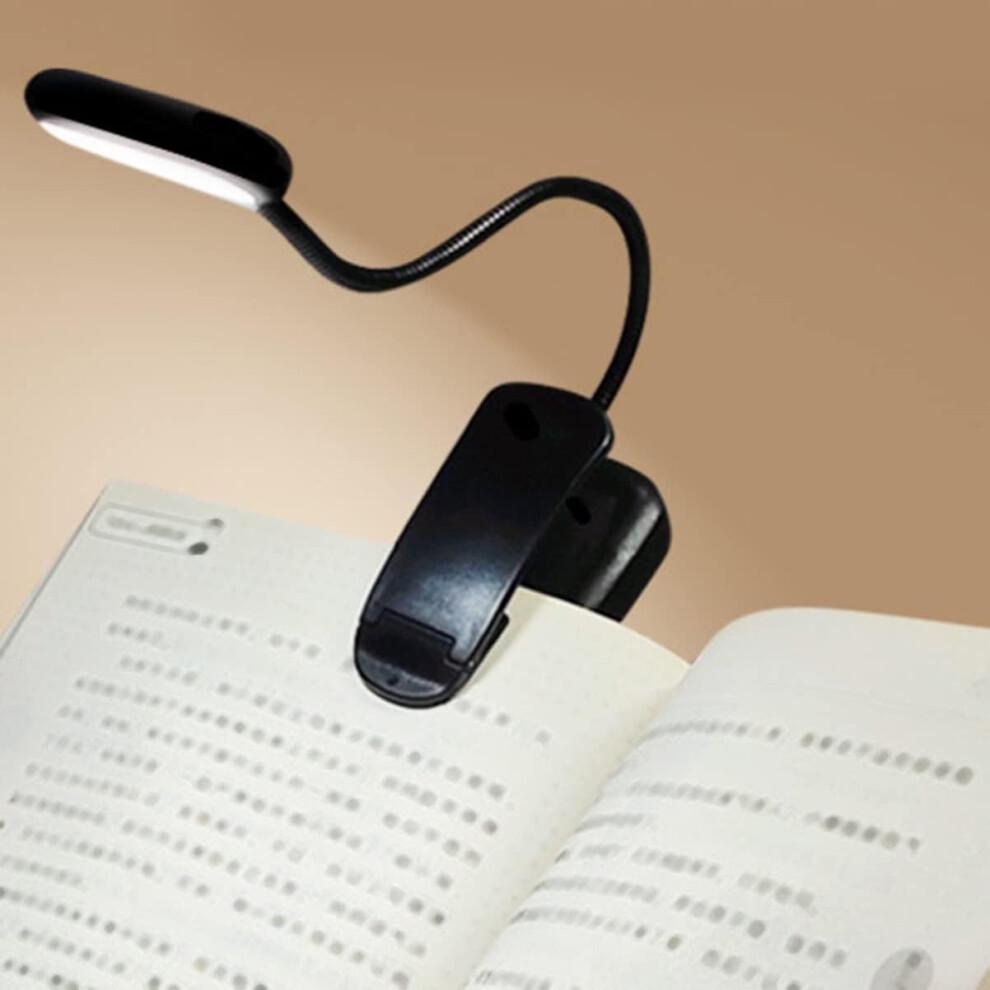 USB Charging Light Table Lamp Clip-On USB Rechargeable Reading Lamp Black Adjustable Brightness Book Light for Reading