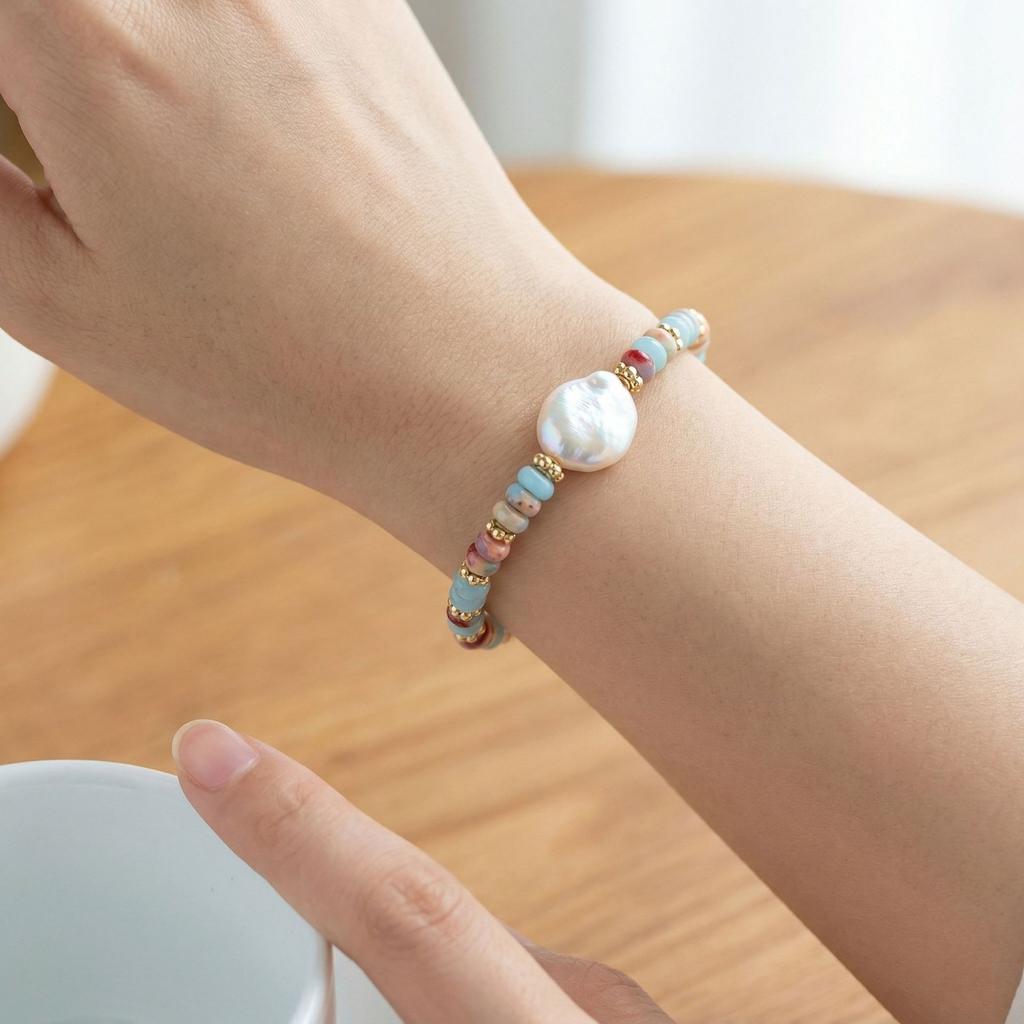 Shoushan Stone Beaded Freshwater Pearl Bracelet for Women, New Chinese Style, Light Luxury, Niche, Versatile, Friendship Pearl Bracelet Jewelry