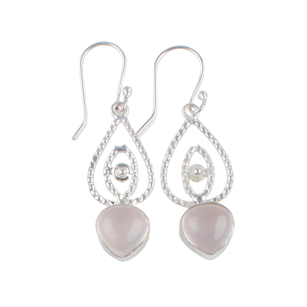 Rare Rose Quartz Gemstone 925 Sterling Silver Jewelry Drop/Dangle Earrings 2.00" EE-32-22