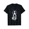 Herren Schwarzes Border Collie Hund Grafik T-Shirt - Realistischer Haustiergesichtsdruck, Weiches Rundhals Kurzarm Casual T-Shirt für Hundeliebhaber, Border Collie T