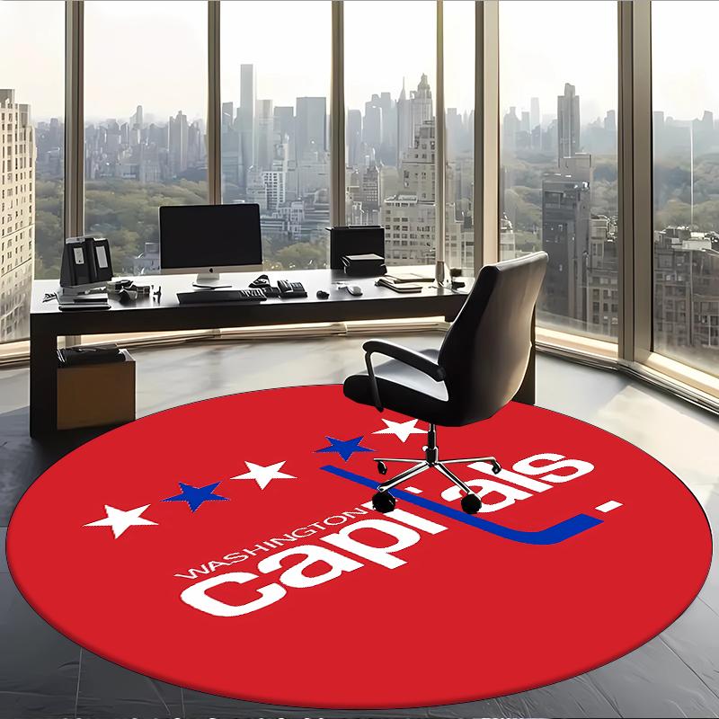 Washington Capitals (1) Round Office Rug Decorative Floor Rug for Office Bedroom Living Room and Home Space