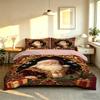 Christmas Duvet Cover Set 3Pcs Vintage Santa Claus Red Gold Print Soft Microfiber Bedding with Pillowcases Decor