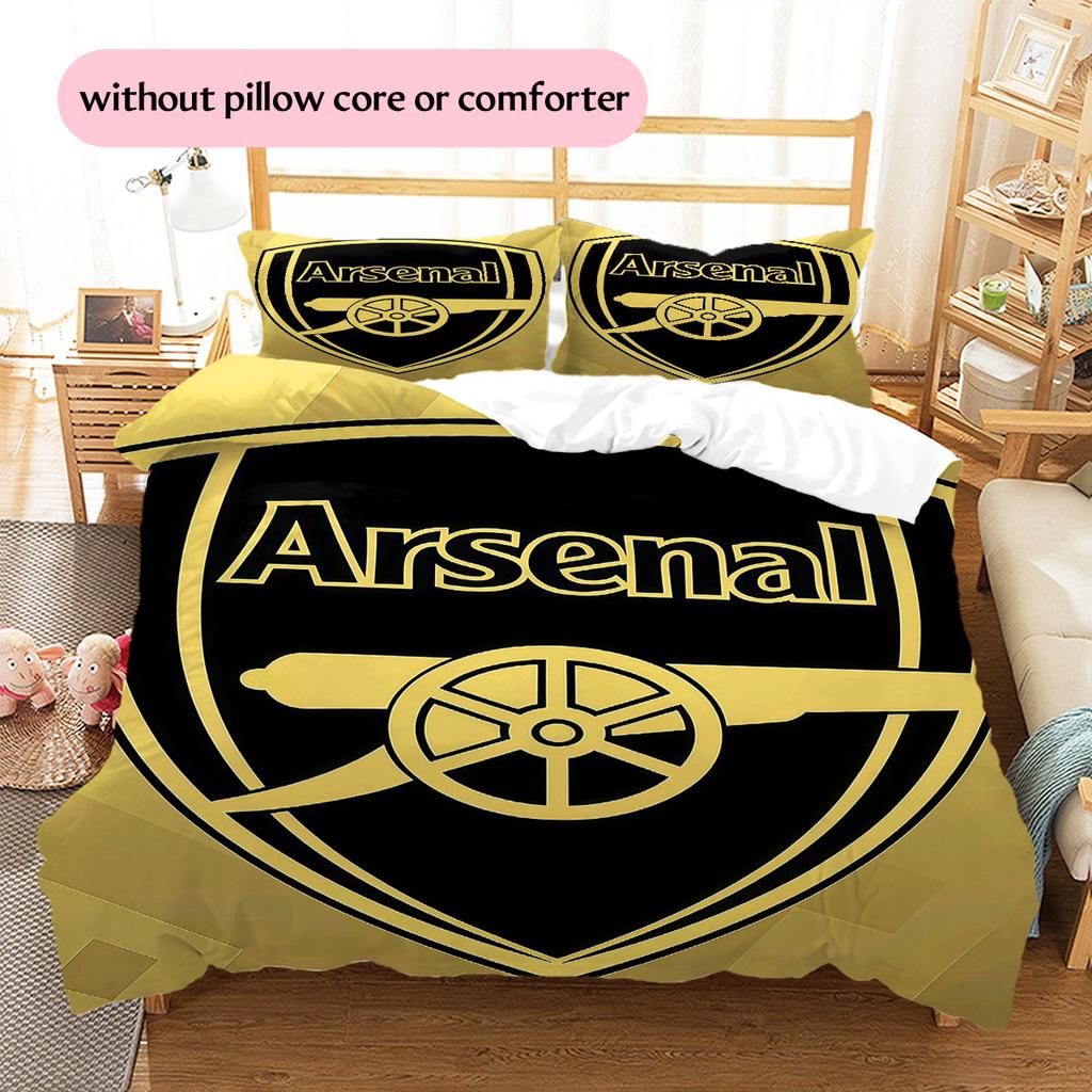 Arsenal Muster Bettwäsche Heimdekoration Geburtstagsgeschenk ( 1 Bettbezug + 2 Kissenbezüge, ohne Füllung),Fanartikel.