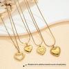 Stainless Steel Gold-Plated Love Heart Necklace with Inlaid Diamonds