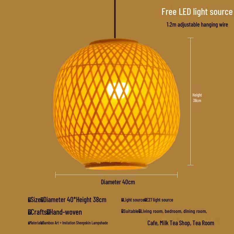 Retro Bamboo Woven Lantern Chandelier - Chinese Hot Pot & Restaurant Outdoor Decor