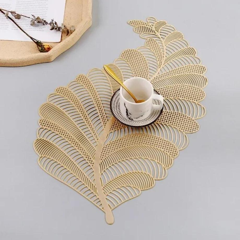 Nordic Leaf Hollow Placemat Oil PVC Water Resistant Non-slip Kitchen Coaster Insulation Pad Dish Coffee Table Mat Home Decor New