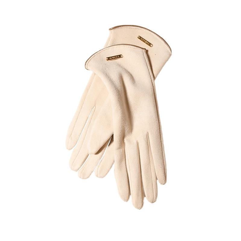 Gloves Women'S Winter Cute Windproof Riding Fleece Warm Cycling Finger-Exposed Touch Screen Luggage